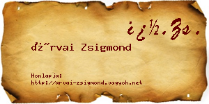 Árvai Zsigmond névjegykártya